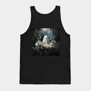 Floral Ghost On The Swing In Forest Halloween Gothic Tank Top